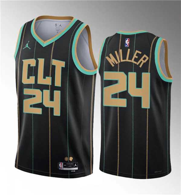 Men%27s Charlotte Hornets #24 Brandon Miller Black 2023 Draft City Edition Stitched Basketball Jersey->charlotte hornets->NBA Jersey